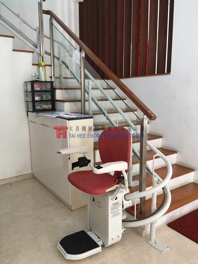 residential stair lift at bottom